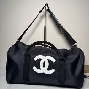 Chic Black and White Designer Duffel Bag